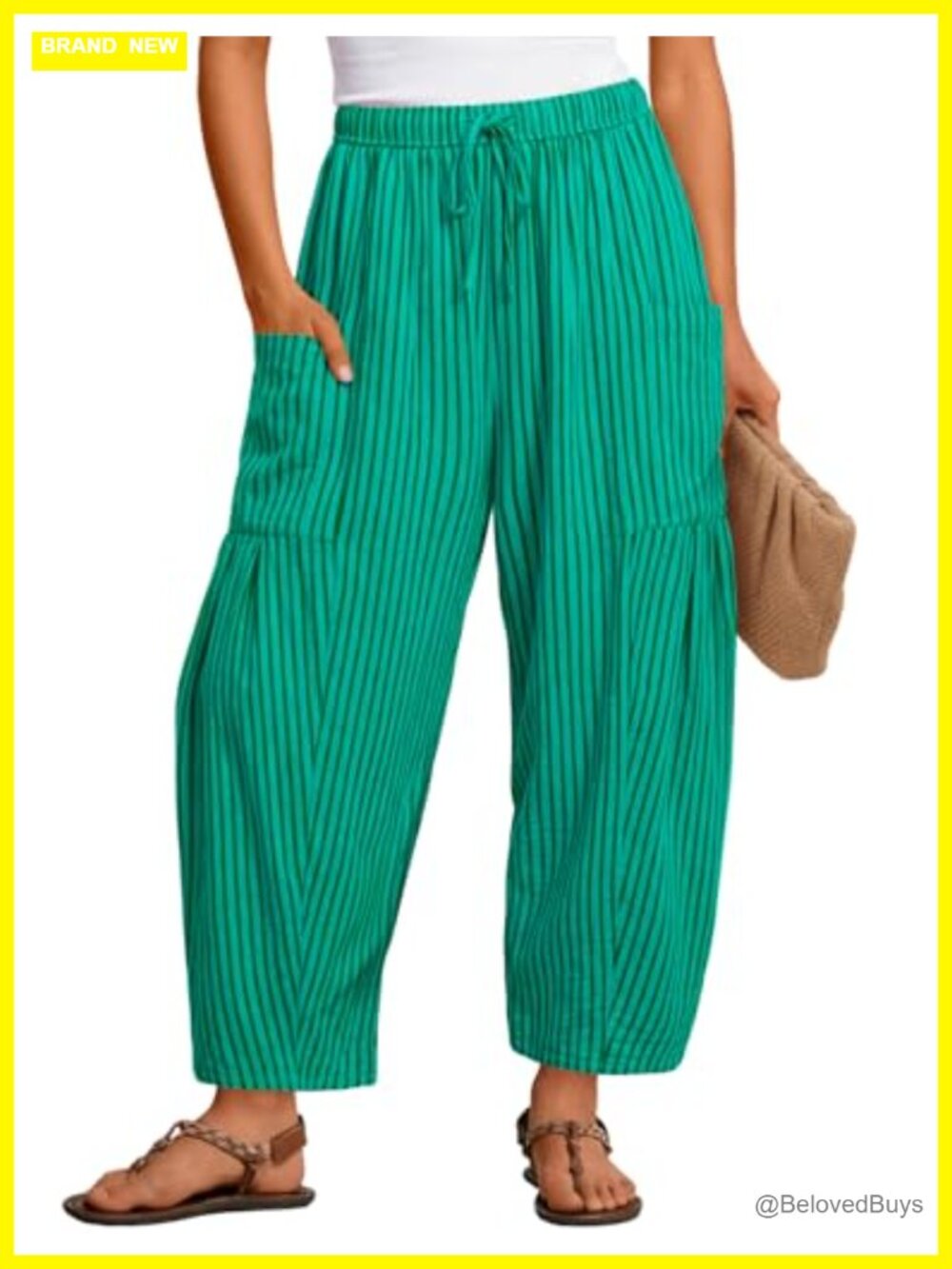 MEROKEETY Women's Cotton Linen Wide Leg Palazzo Barrel Pants